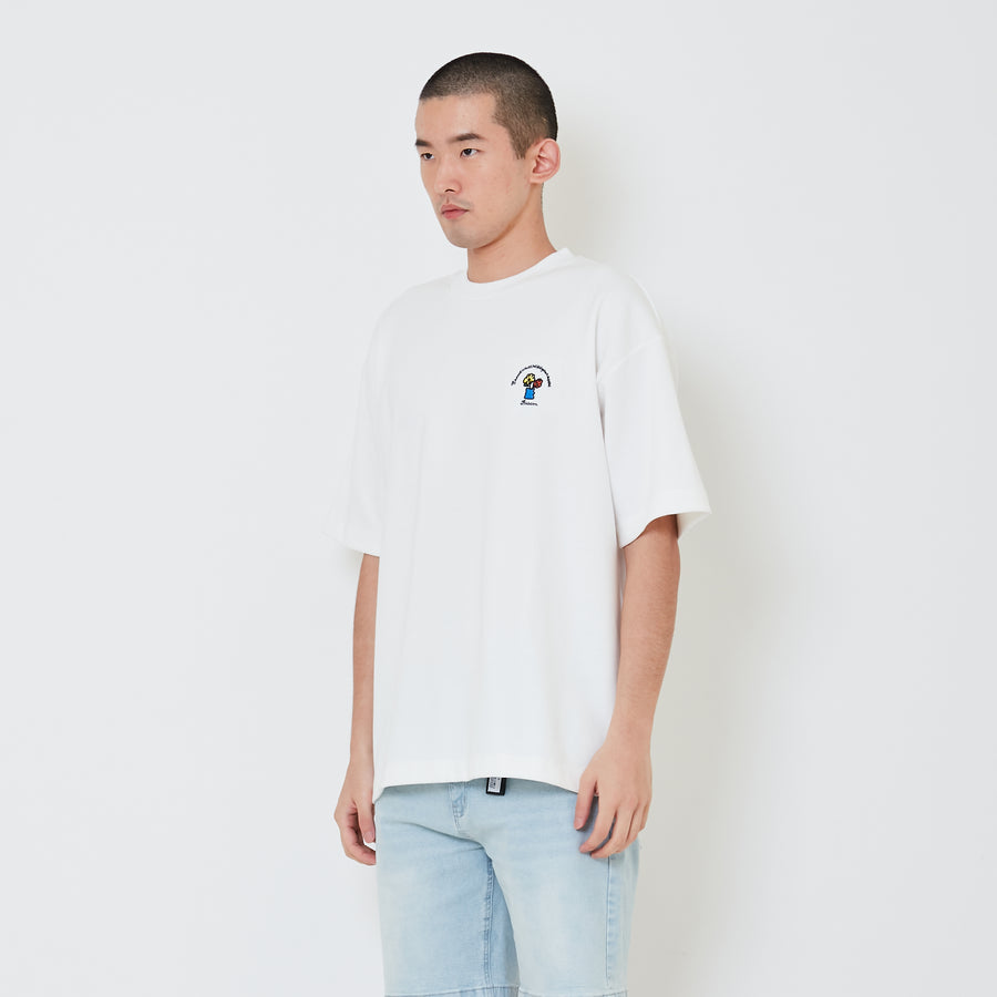 Men Embroidery Oversized Tee - Off White - SM2411219A