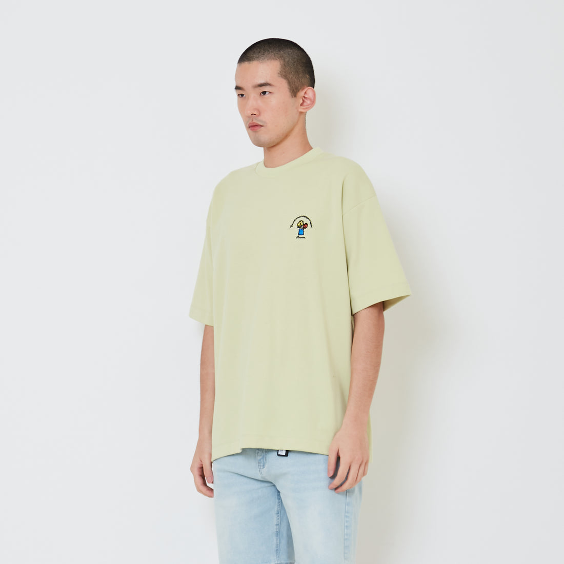 Men Embroidery Oversized Tee - Avocado - SM2411219C