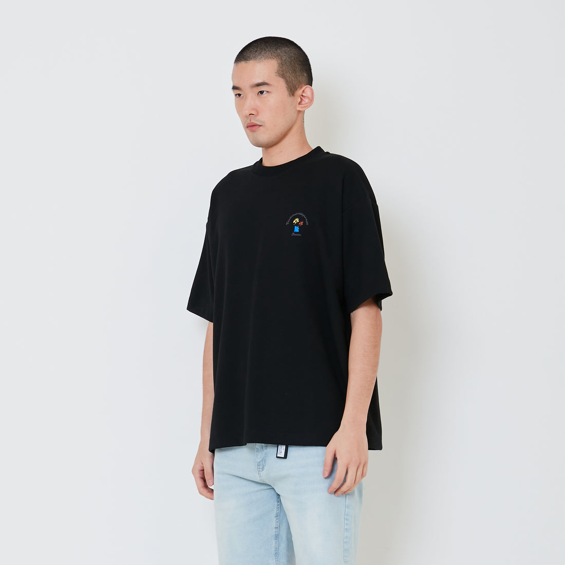 Men Embroidery Oversized Tee - Black - SM2411219D