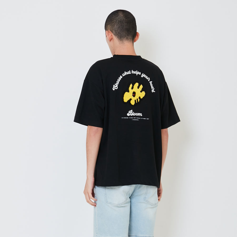 Men Embroidery Oversized Tee - Black - SM2411219D