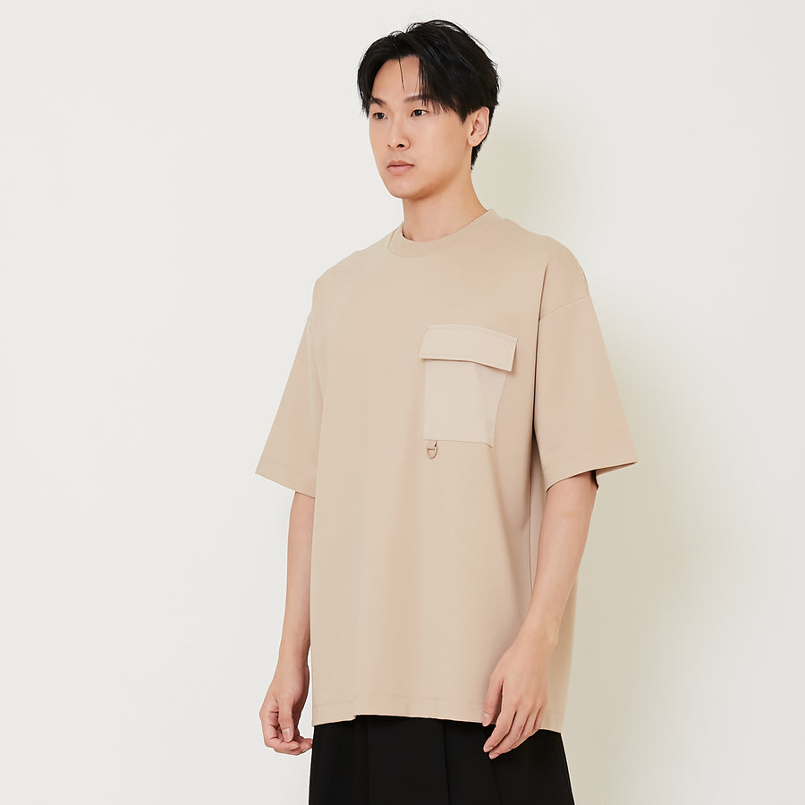 Men Oversized Pocket Tee - Sand - SM2411228B