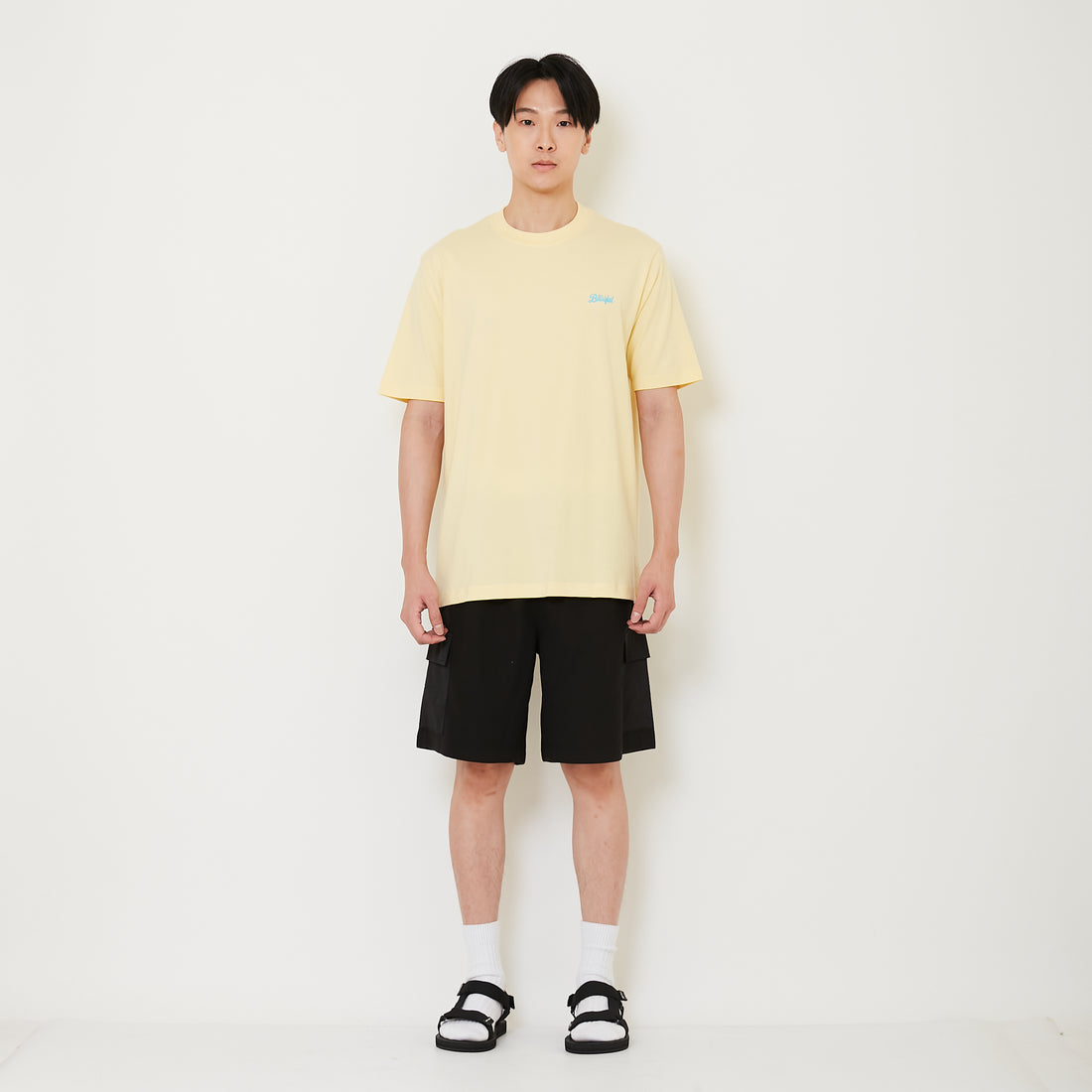 Men Waffle Knit Cargo Shorts - Black - SM2411230D