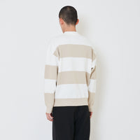 Men Oversized Polo Sweater - Beige - SM2411233A