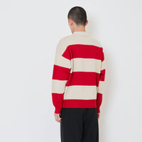 Men Oversized Polo Sweater - Dark Red - SM2411233B