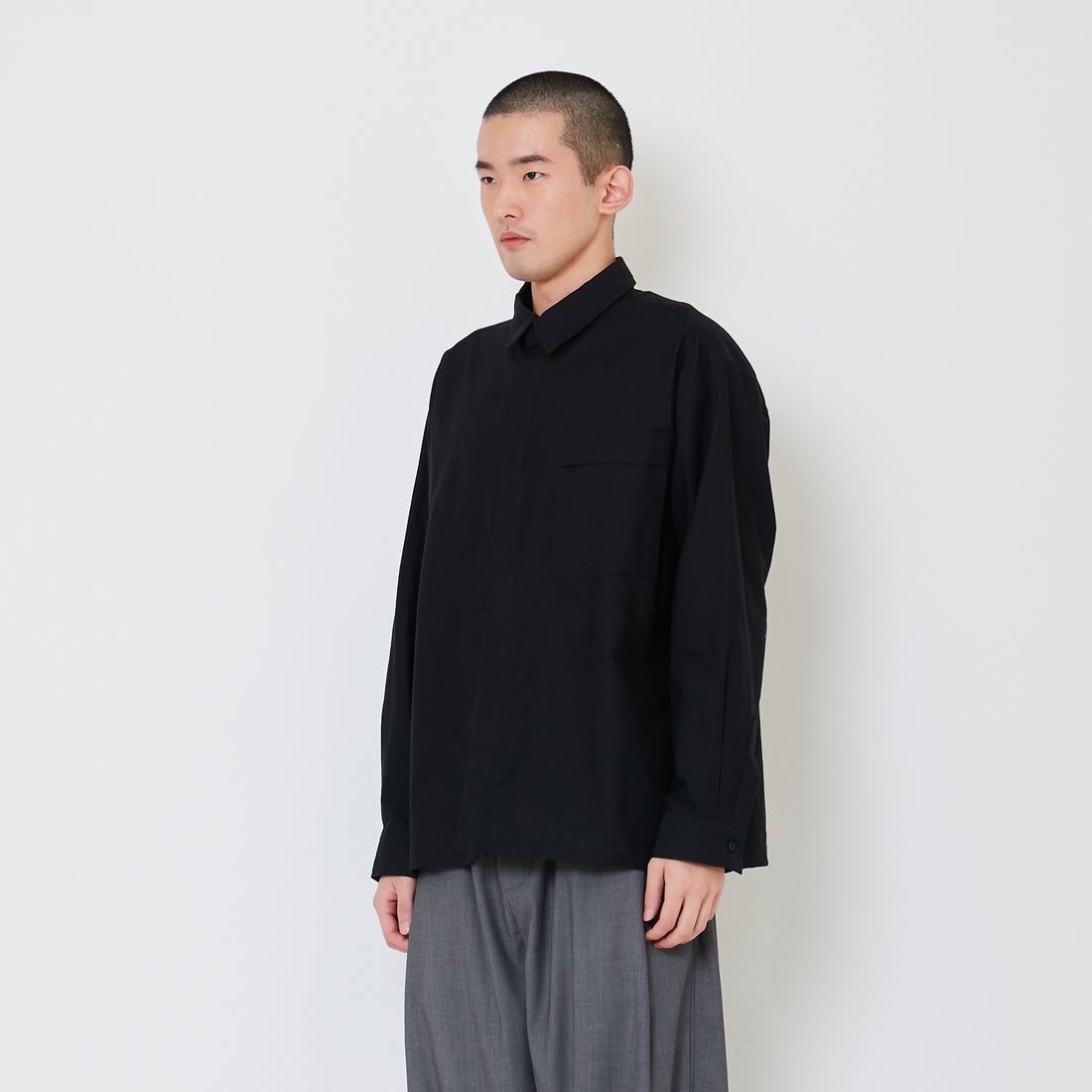 Men Oversized Shirt - Black - SM2411242B