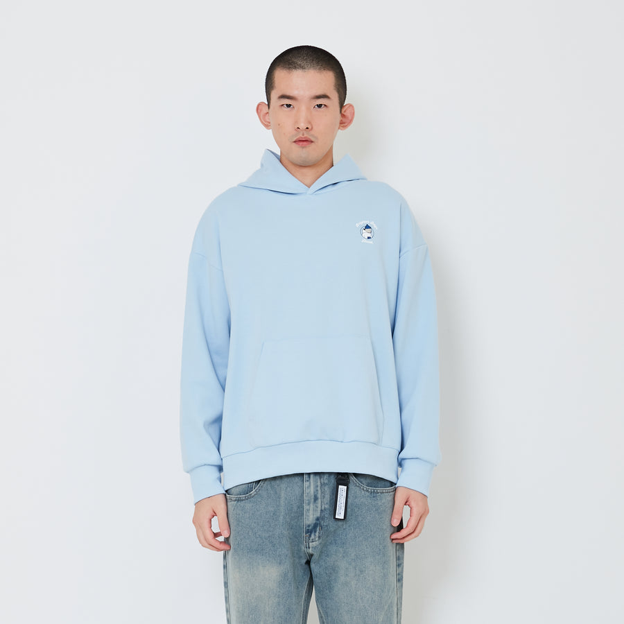 Men Embroidery Oversized Hoodie - Light Blue - SM2411243B