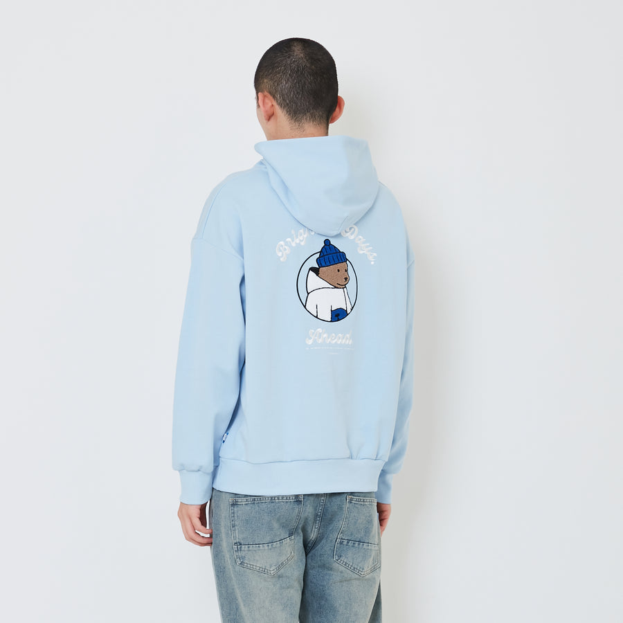 Men Embroidery Oversized Hoodie - Light Blue - SM2411243B