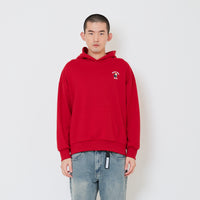 Men Embroidery Oversized Hoodie - Dark Red - SM2411243C