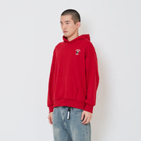 Men Embroidery Oversized Hoodie - Dark Red - SM2411243C