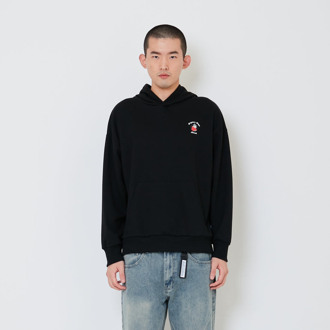 Men Embroidery Oversized Hoodie - Black - SM2411243D