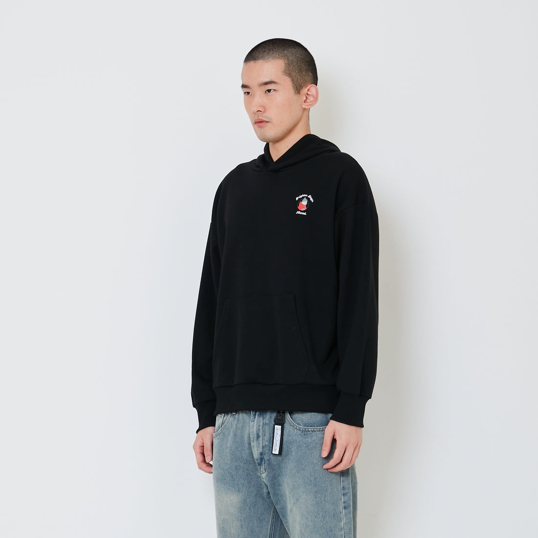 Men Embroidery Oversized Hoodie - Black - SM2411243D