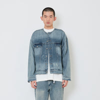 Men Oversized Denim Jacket - Light Blue - SM2412240A