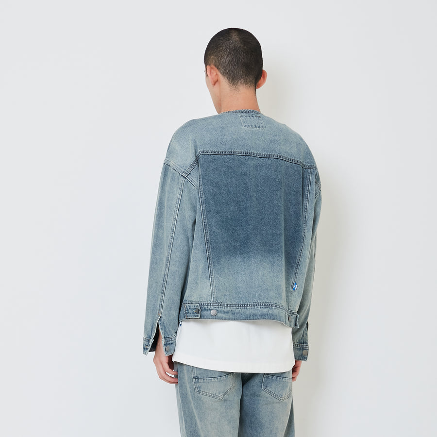 Men Oversized Denim Jacket - Light Blue - SM2412240A