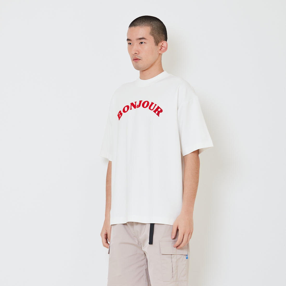 Men Embroidery Oversized Tee - Off White - SM2412247A