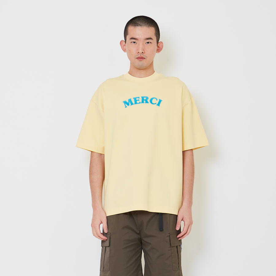 Men Embroidery Oversized Tee - Light Yellow - SM2412247B