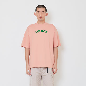 Men Embroidery Oversized Tee - Blush - SM2412247C