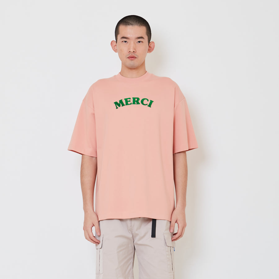 Men Embroidery Oversized Tee - Blush - SM2412247C