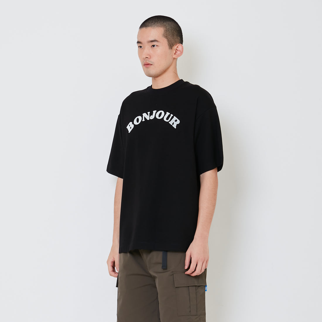 Men Embroidery Oversized Tee - Black - SM2412247D