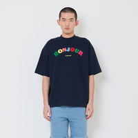 Men Embroidery Oversized Tee - Navy - SM2412248B