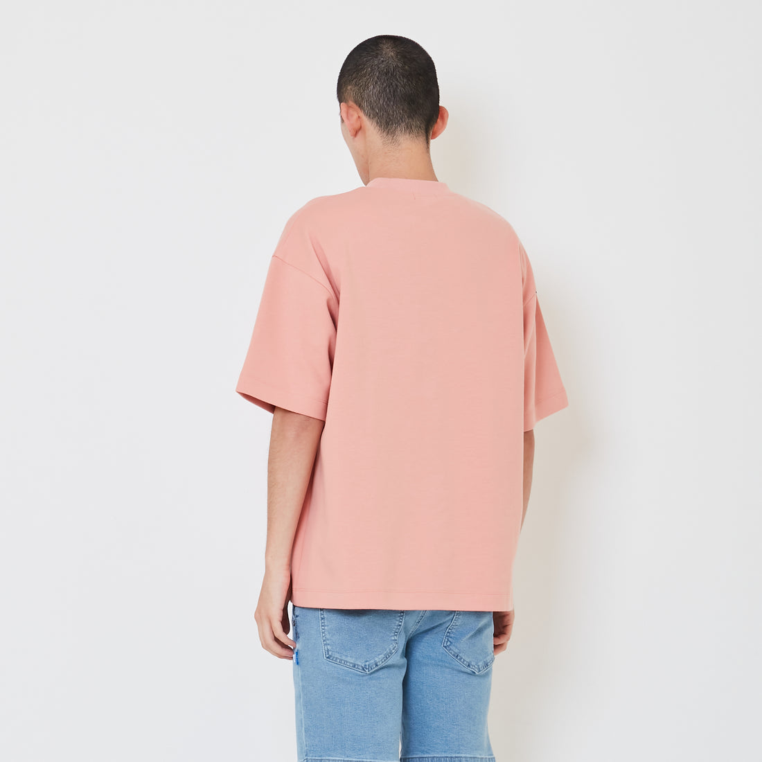 Men Embroidery Oversized Tee - Blush - SM2412248C