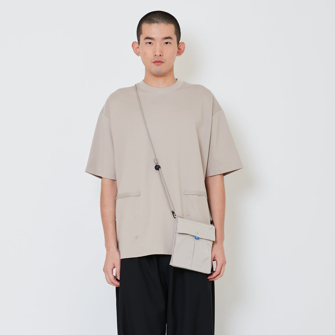 Men Detachable Patch Pocket Oversized Top - Light Grey - SM2412250B