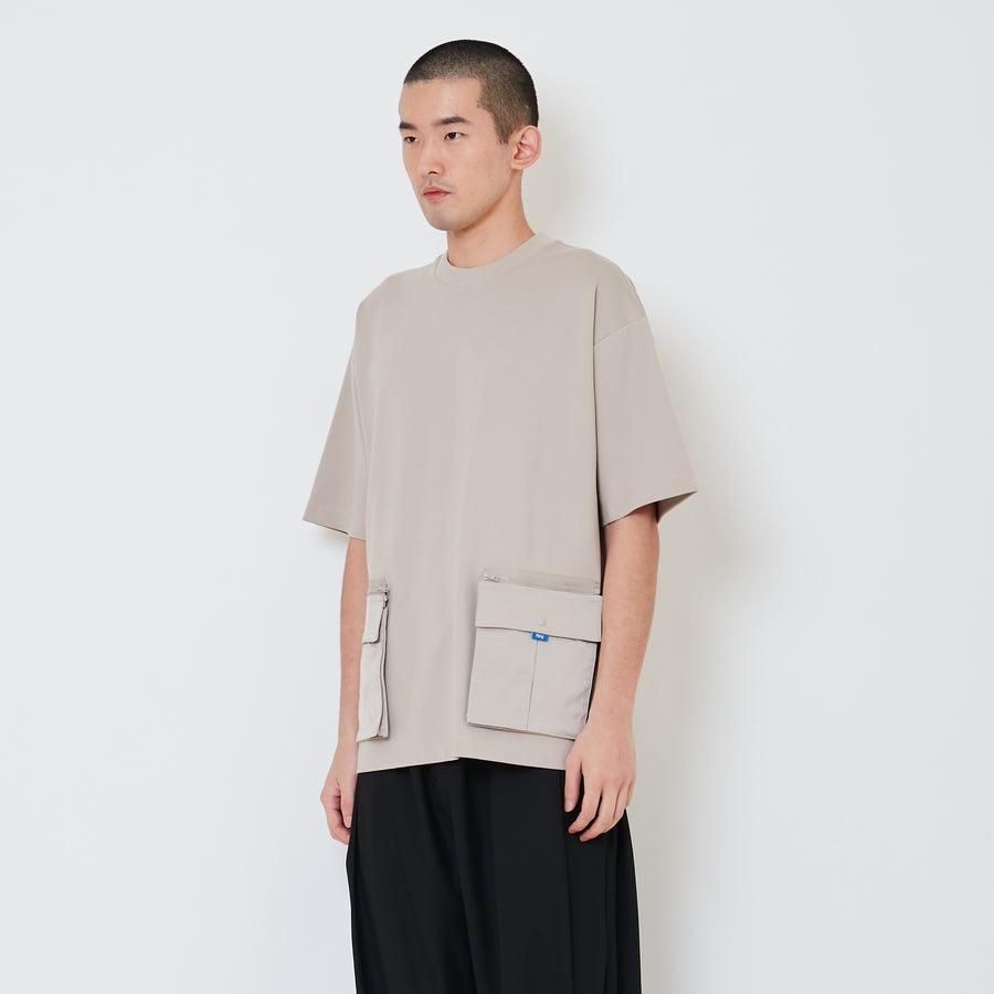 Men Detachable Patch Pocket Oversized Top - Light Grey - SM2412250B