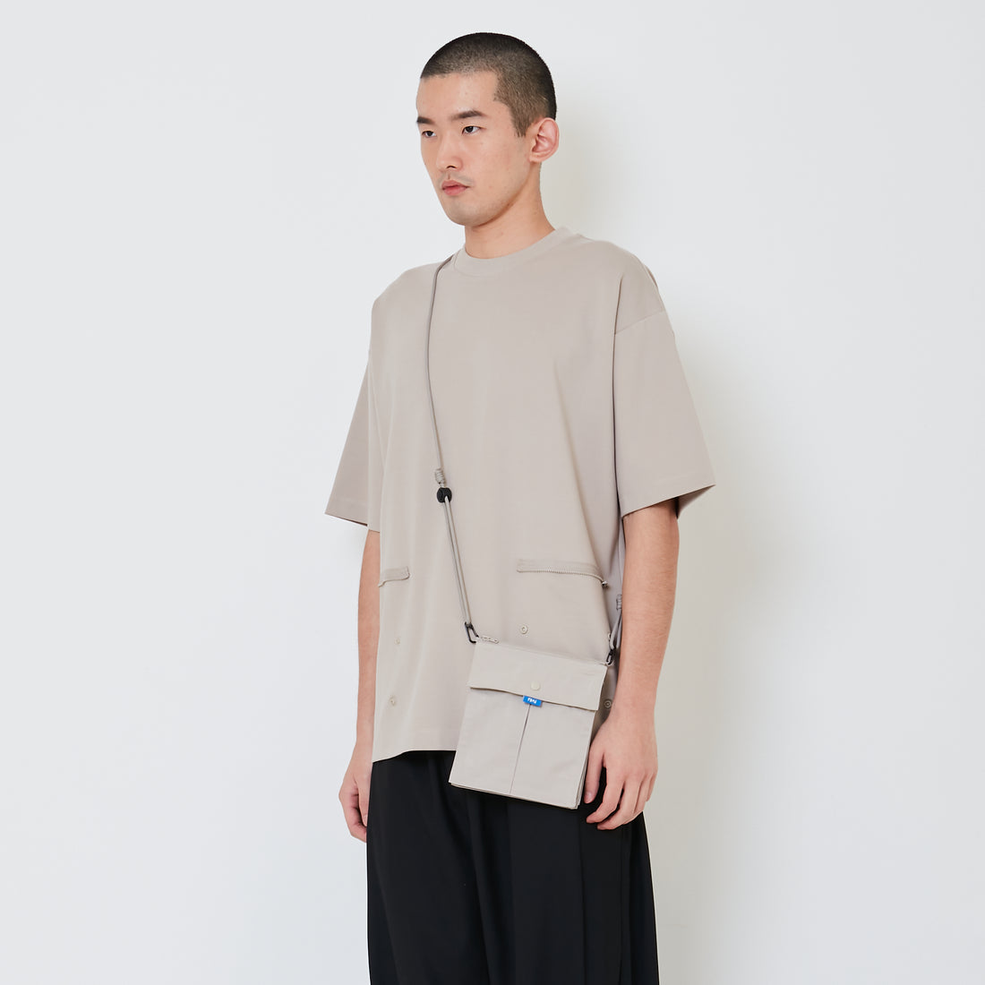 Men Detachable Patch Pocket Oversized Top - Light Grey - SM2412250B