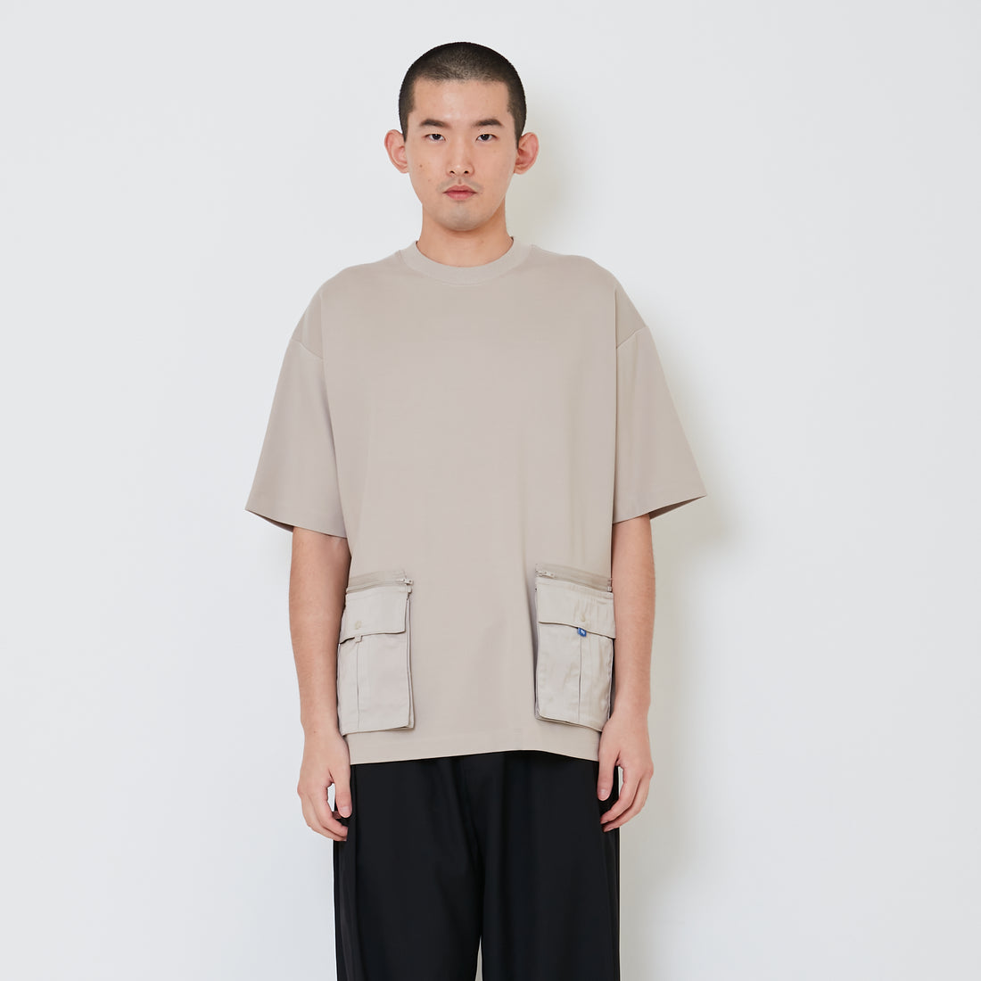 Men Detachable Patch Pocket Oversized Top - Light Grey - SM2412250B