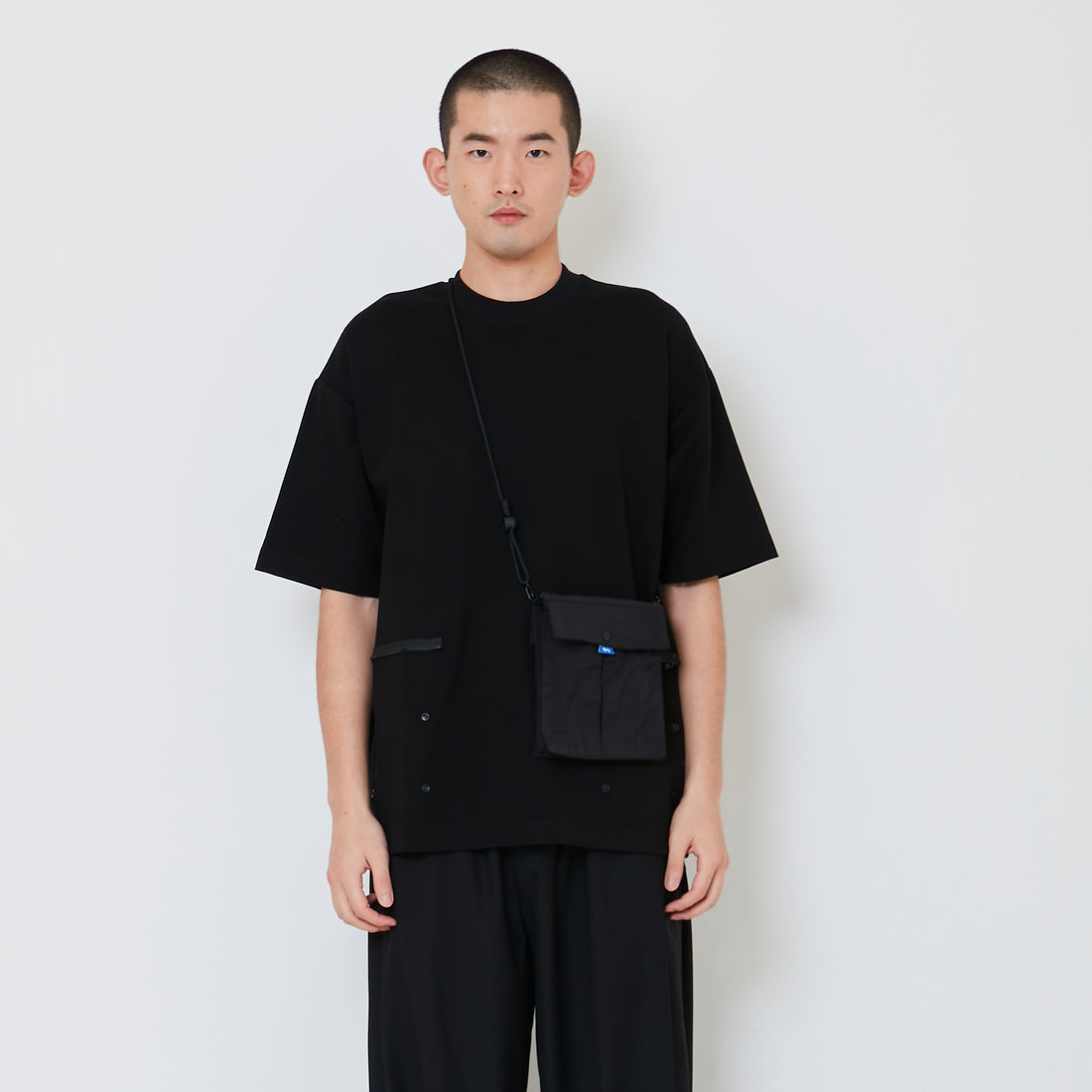 Men Detachable Patch Pocket Oversized Top - Black - SM2412250C