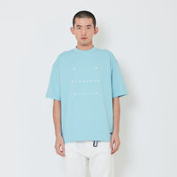 Men Printed Oversized Tee - Sky Blue - SM2412256B