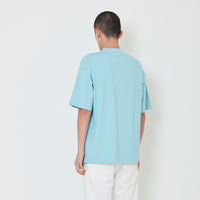 Men Printed Oversized Tee - Sky Blue - SM2412256B