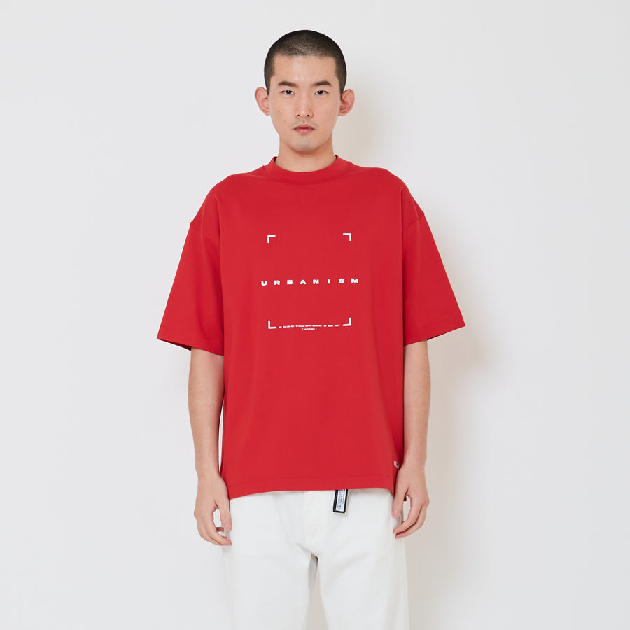 Men Printed Oversized Tee - Dark Red - SM2412256C