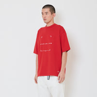 Men Printed Oversized Tee - Dark Red - SM2412256C