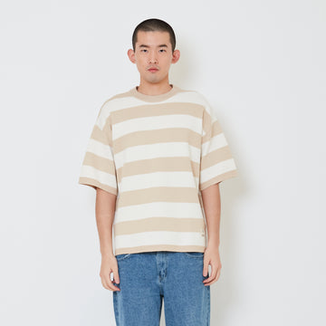 Men Oversized Stripe Sweater - Beige - SM2412257A