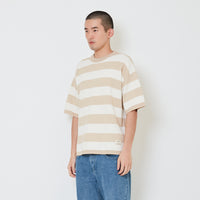 Men Oversized Stripe Sweater - Beige - SM2412257A