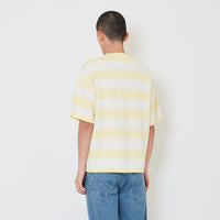 Men Oversized Stripe Sweater - Light Yellow - SM2412257B