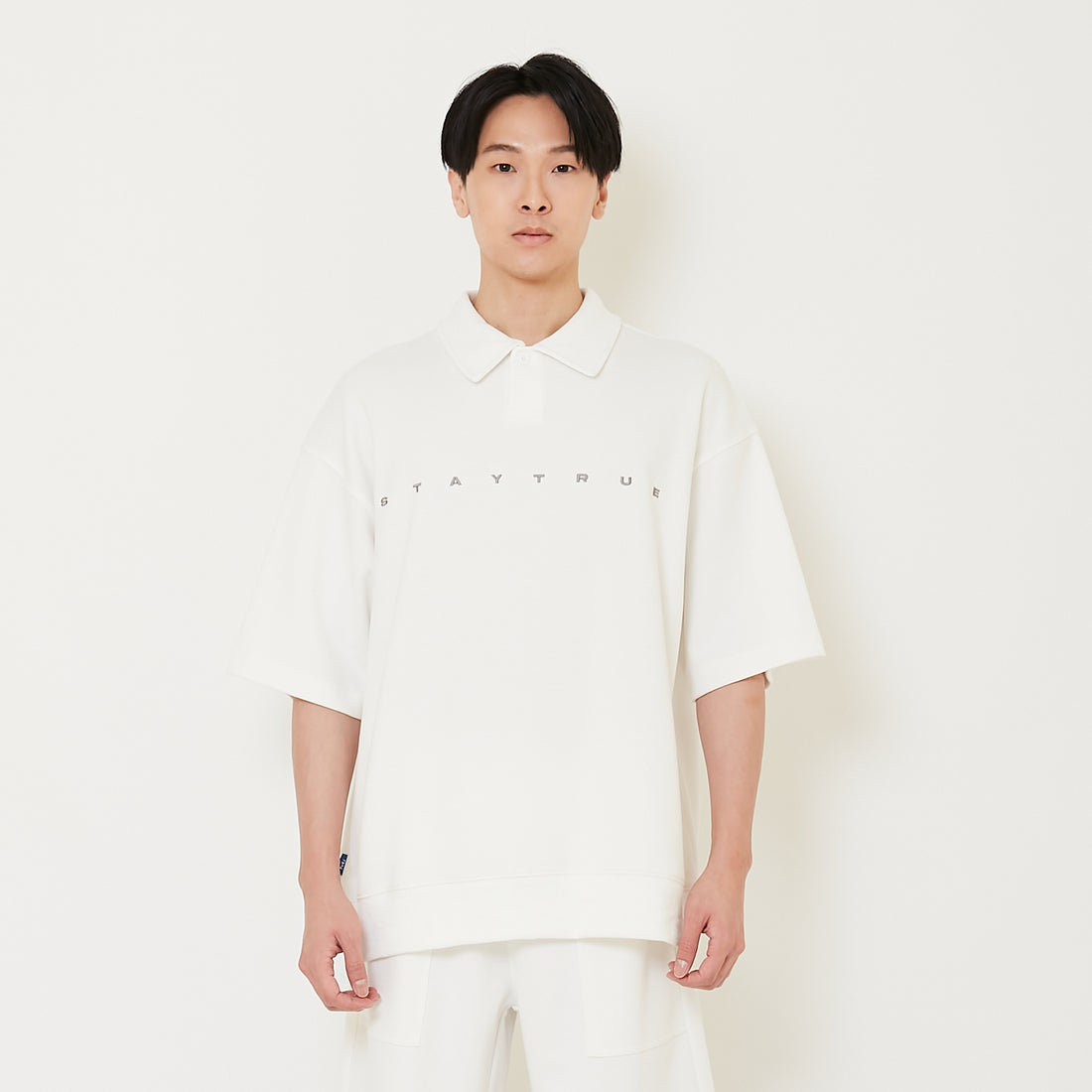 Men Oversized Polo Tee - Off White - SM2412258A