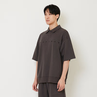 Men Oversized Polo Tee - Grey - SM2412258B