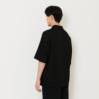 Men Oversized Polo Tee - Black - SM2412258C