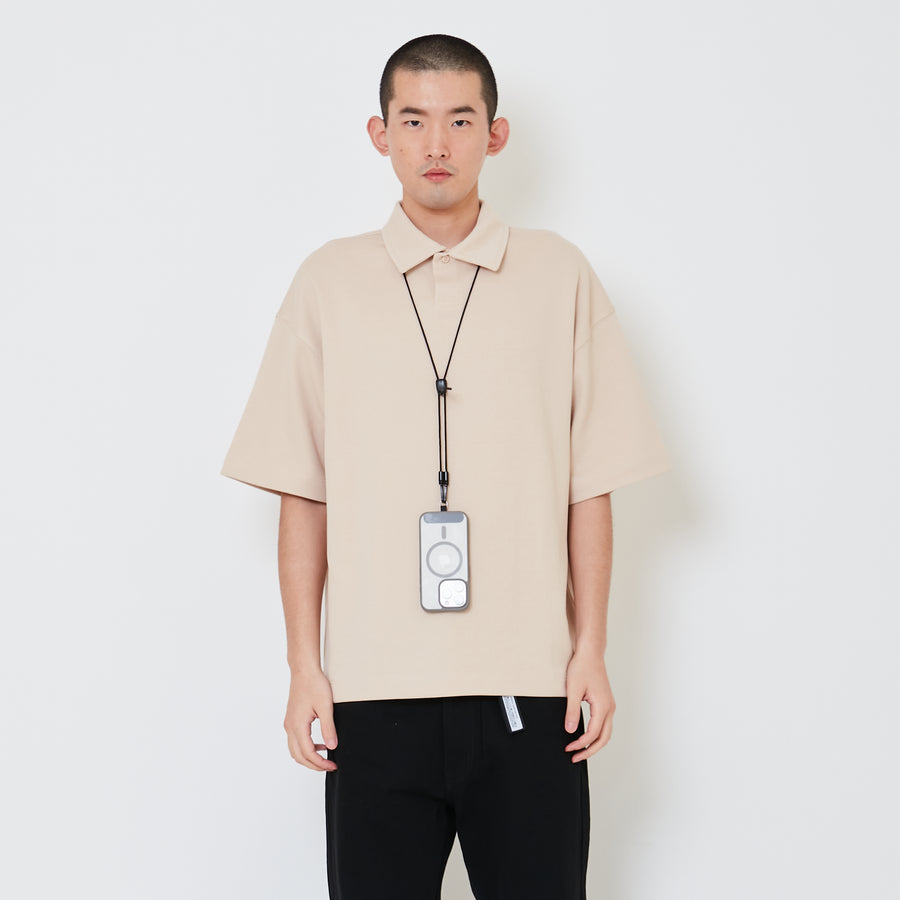 Men Oversized Polo Tee - Beige - SM2412261B