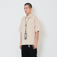 Men Oversized Polo Tee - Beige - SM2412261B