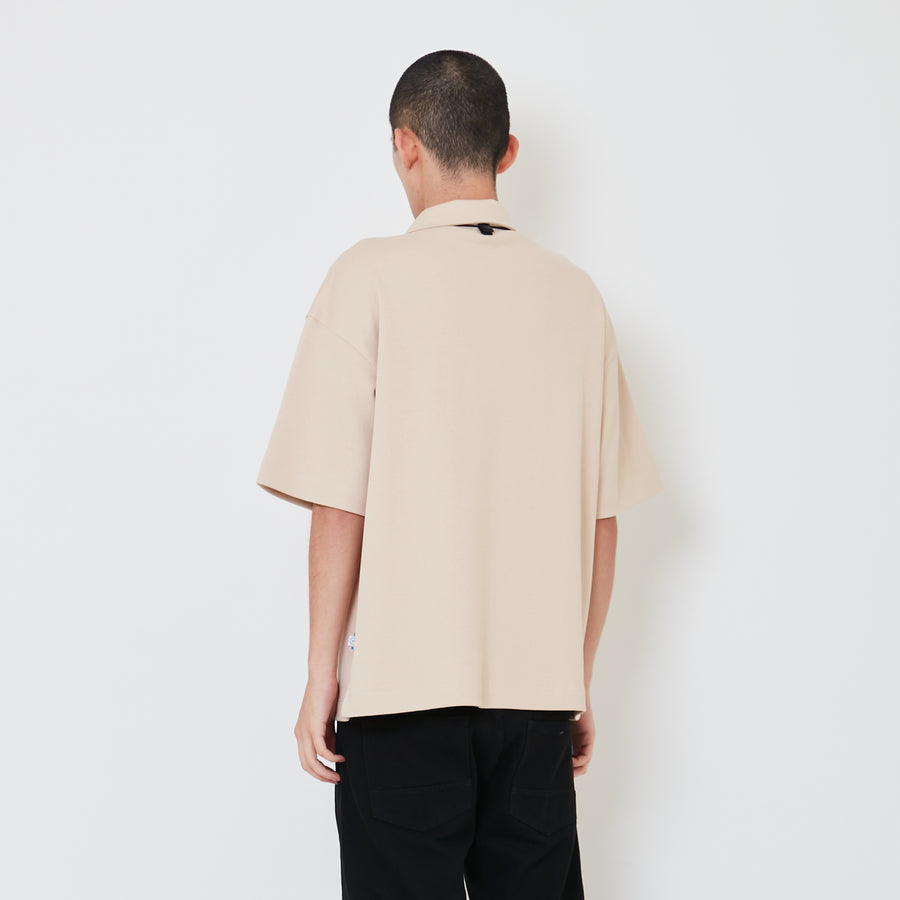 Men Oversized Polo Tee - Beige - SM2412261B