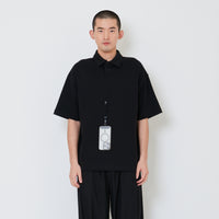 Men Oversized Polo Tee - Black - SM2412261D