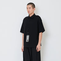 Men Oversized Polo Tee - Black - SM2412261D