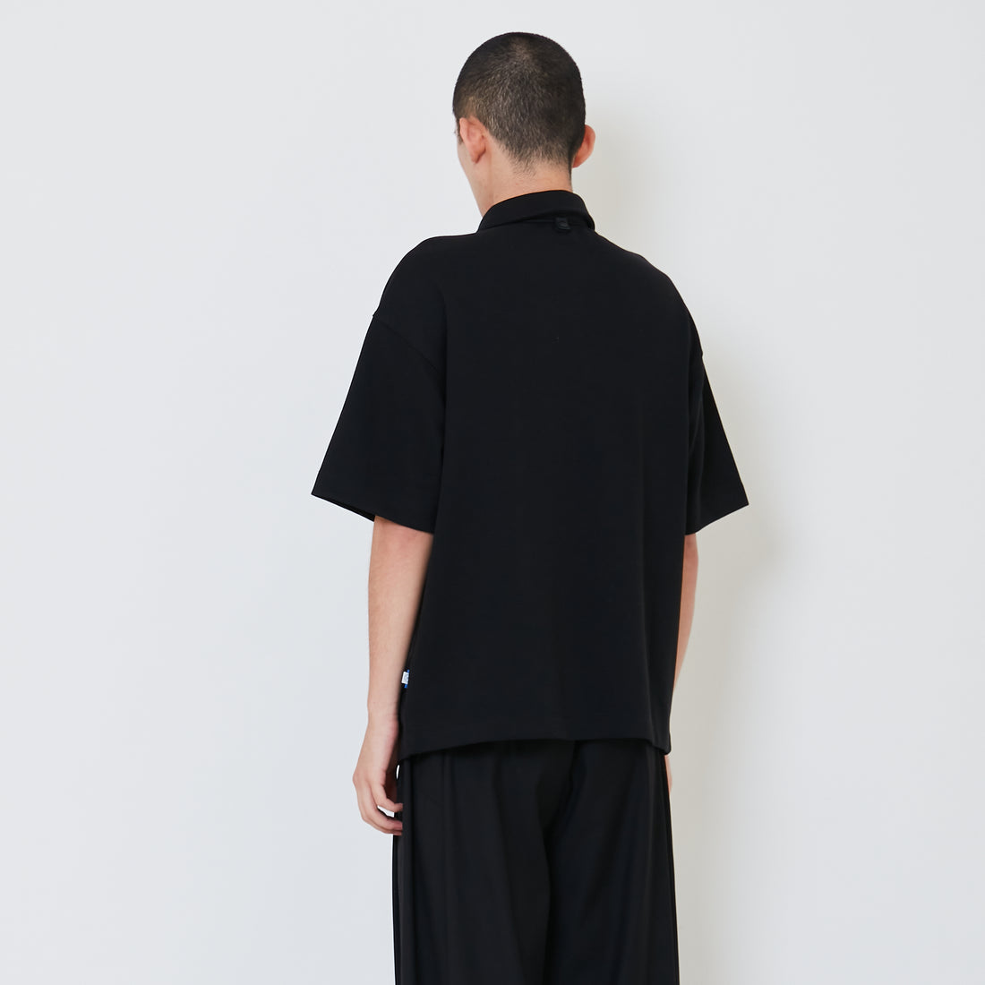 Men Oversized Polo Tee - Black - SM2412261D