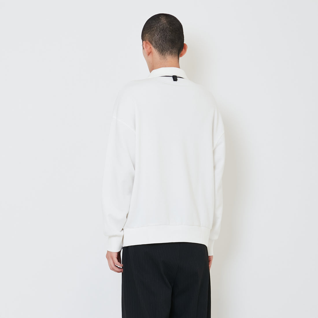 Men Oversized Polo Sweater - Off White - SM2412262A