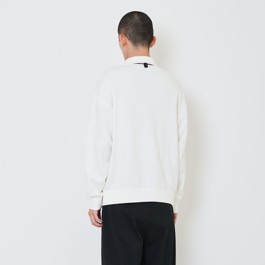 Men Oversized Polo Sweater - Off White - SM2412262A