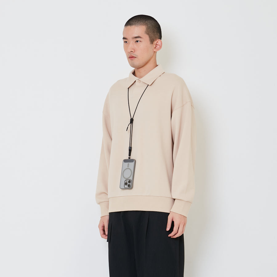 Men Oversized Polo Sweater - Beige - SM2412262B