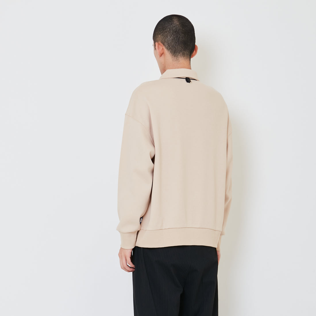 Men Oversized Polo Sweater - Beige - SM2412262B