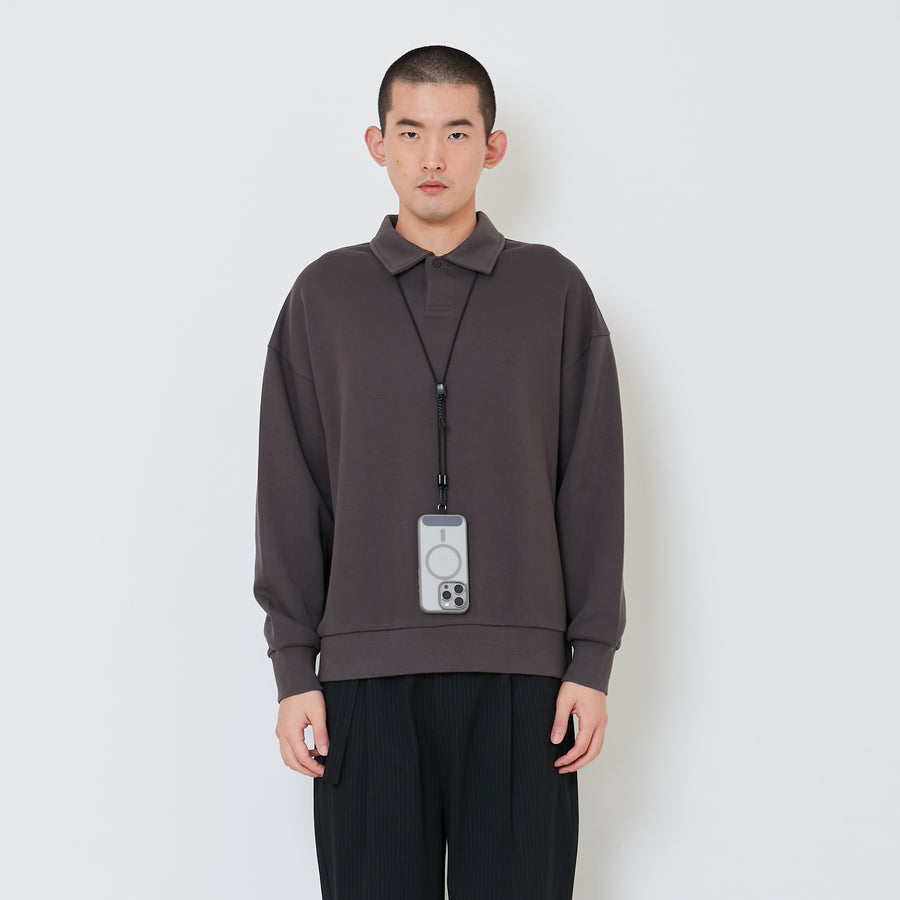 Men Oversized Polo Sweater - Grey - SM2412262C